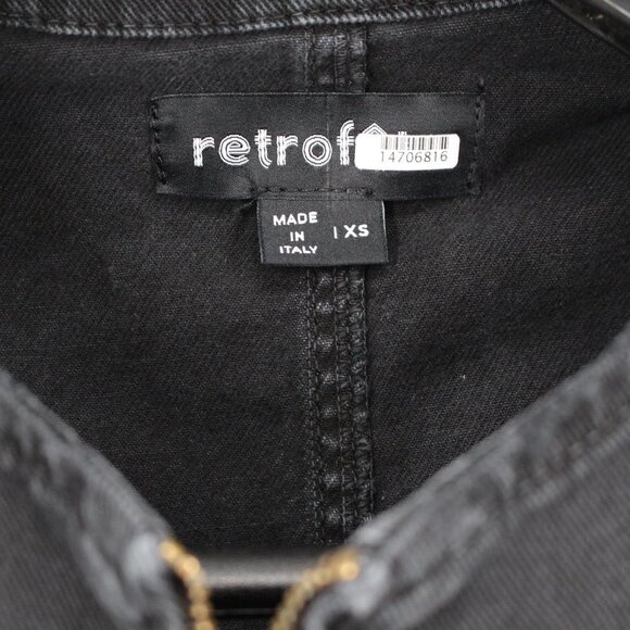 Retrofete Kiara Jet Black Italian Denim Jumpsuit Zip Closure Cut-Outs XS X-Small - Picture 6 of 10